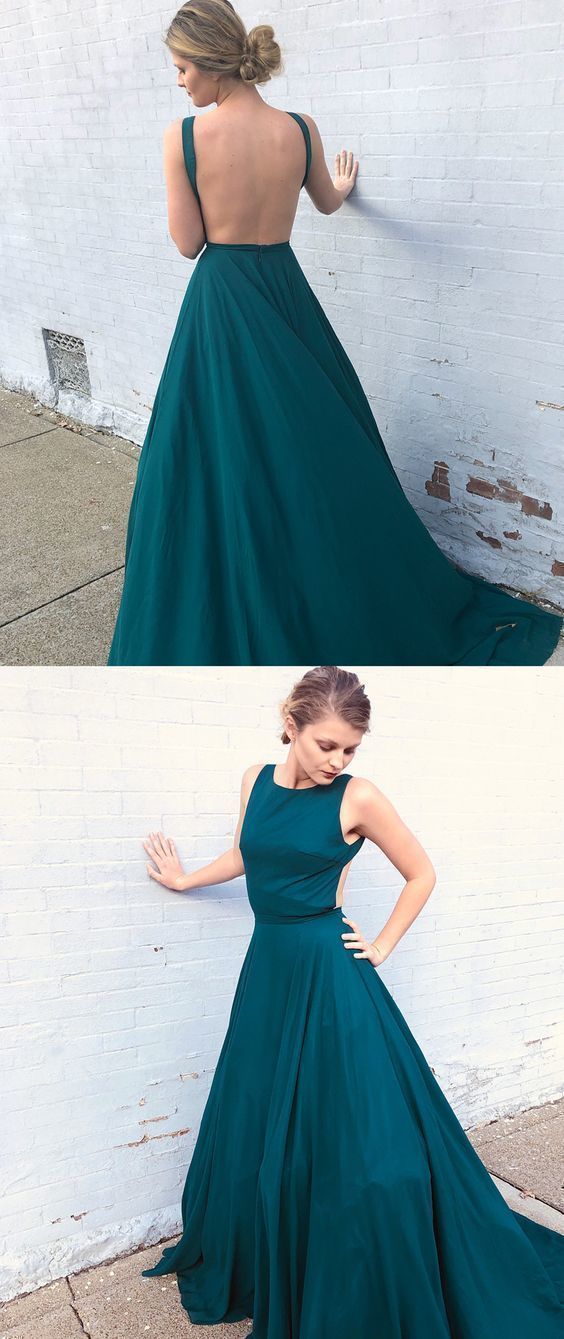Elegant Turquoise Long Prom Dress with Open Back cg5928
