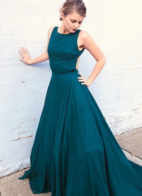 Elegant Turquoise Long Prom Dress with Open Back cg5928