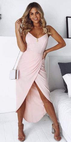 Simple Straps Pink Long Maxi prom Dress cg5939