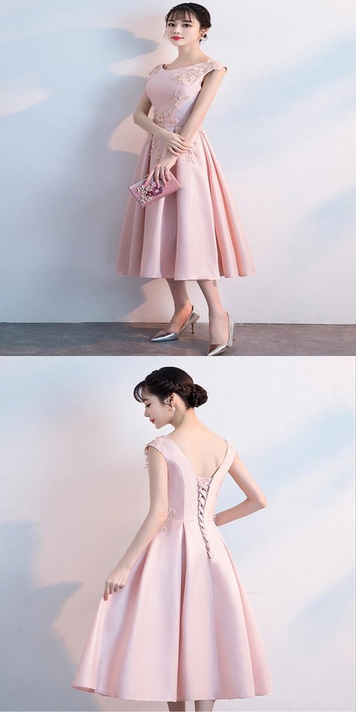 Graceful A-Line Blush Pink Scoop Neckline Cap Sleeves Cheap Homecoming Dresses cg599
