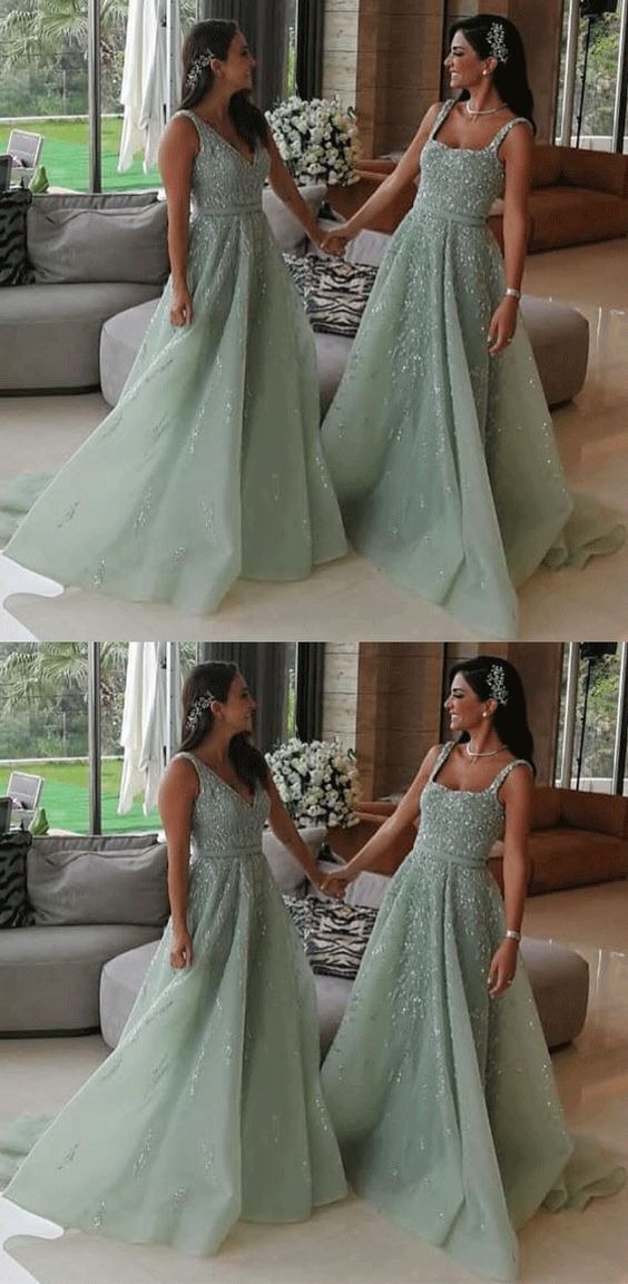Modern Tulle Appliques & Beading A Line Bridesmaid prom Dresses cg5995
