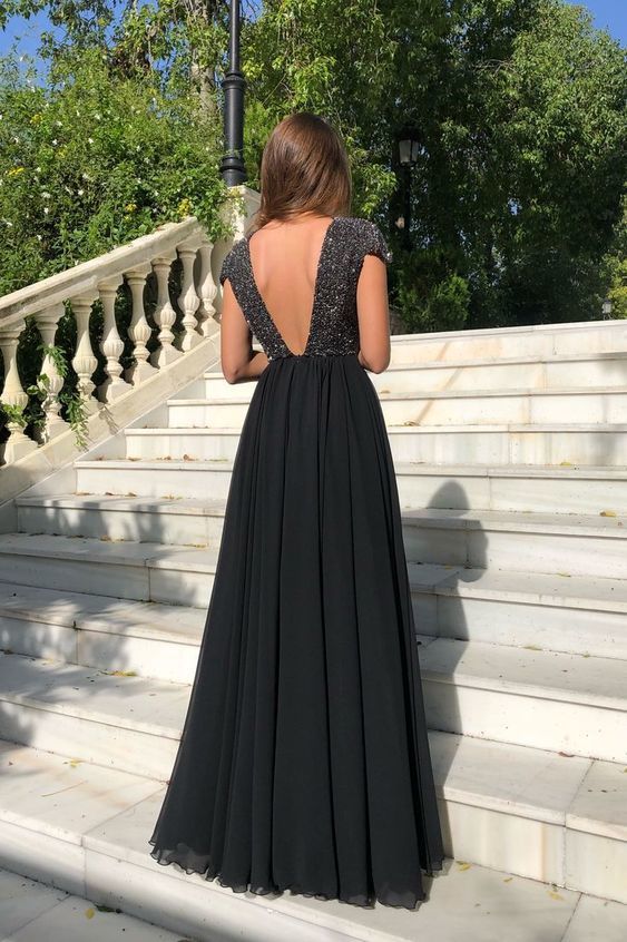 Open Back With Beadings Evening Gowns prom Formal Dress Split Side cg5998
