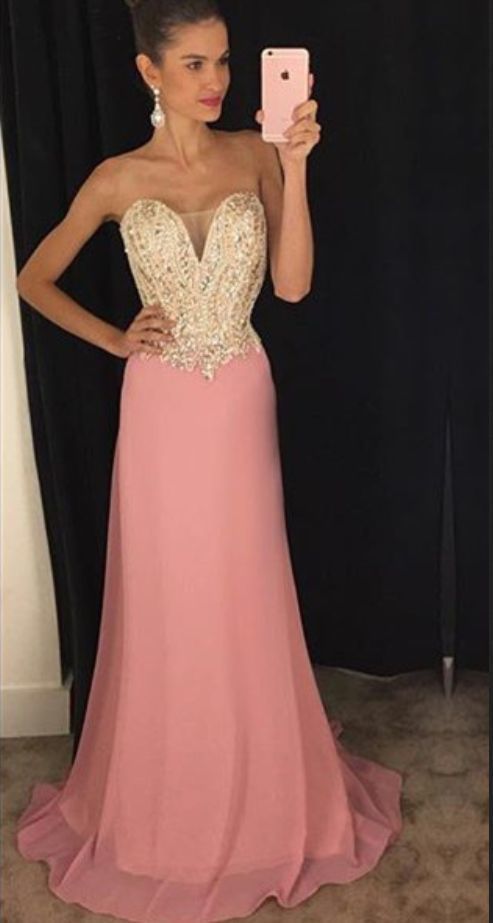 Pink Long Prom Dresses,Chiffon Prom Gowns cg6231