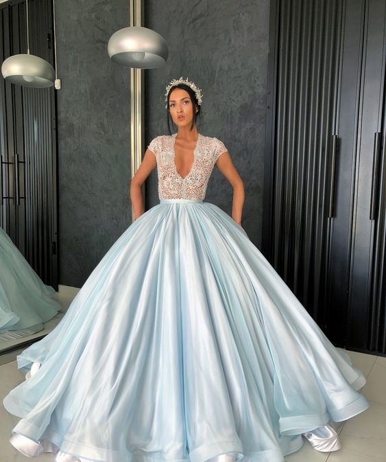 Prom Dresses, ball gown Prom Dresses,fashion blue cheap long Prom Dresses cg6291