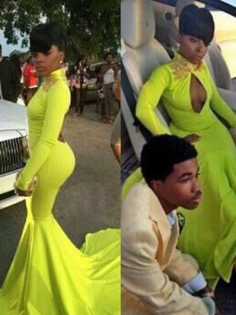 High Neck Mermaid Prom Dresses Lace Applique Neck Hollow Back Sexy Court Train Evening Gowns_Prom Dresses cg6294