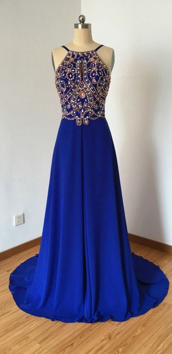 Long Dress For Prom With Halter Neckline cg6338