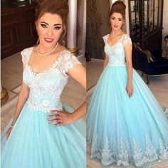 White Lace Prom Dress,Blue Tulle Prom Dresses cg6422
