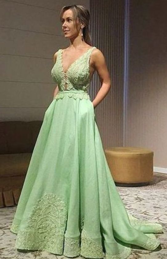 A Line Prom Dress Long, V Neck Prom Dress cg6442