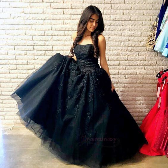 Gorgous Strapless Black Formal prom Gown cg6466