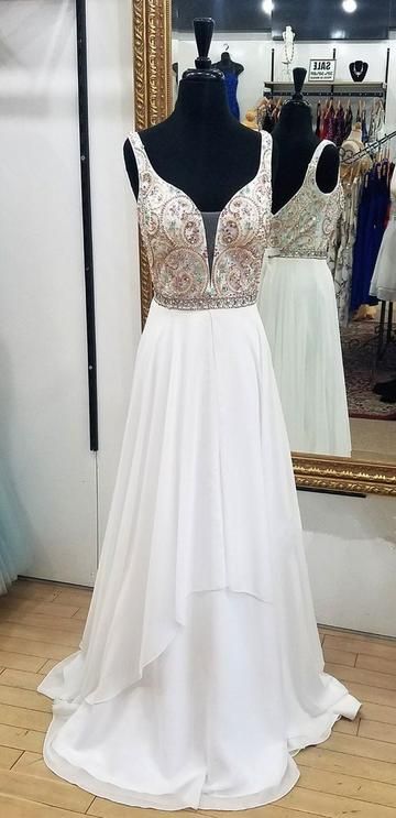 White Mermaid Beaded Long Prom Dress Fashion Winter Formal Dress cg6471