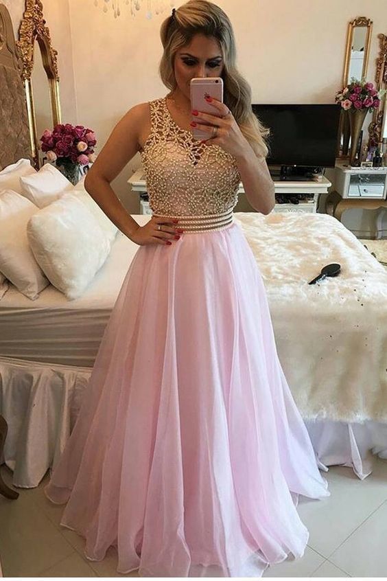 Scoop Prom Dresses A Line 30D Chiffon With Beads Bodice cg6498