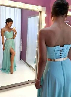 Simple Sweetheart Neck Chiffon Long Prom Dress, Evening Dress cg6584