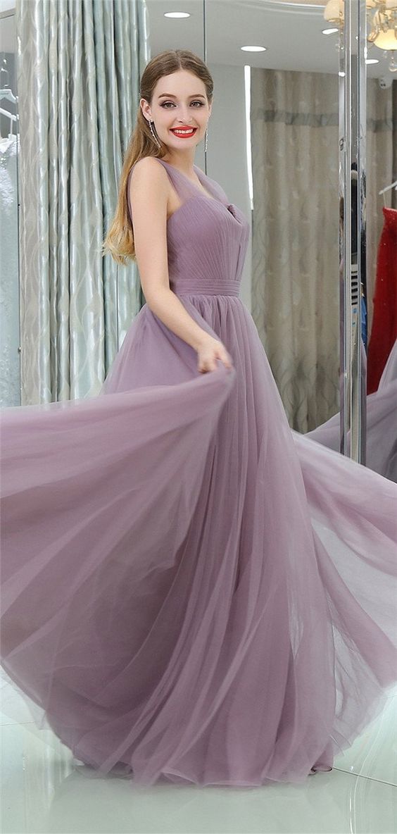 A-line Floor-length Elegant Simple Cheap Long Tulle Prom Dresses cg6594