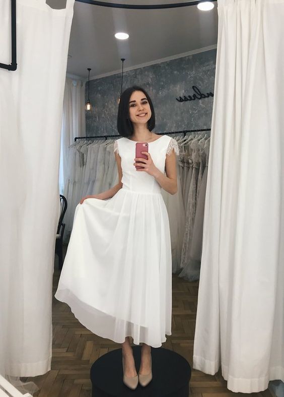 Short prom dress, Chiffon midi dress cg6604