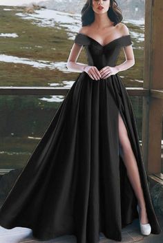Elegant V-neck Off The Shoulder Long Satin Prom Dresses cg6680