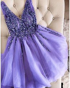 Gray V-Neck Beaded Tulle Homecoming Dress cg6682