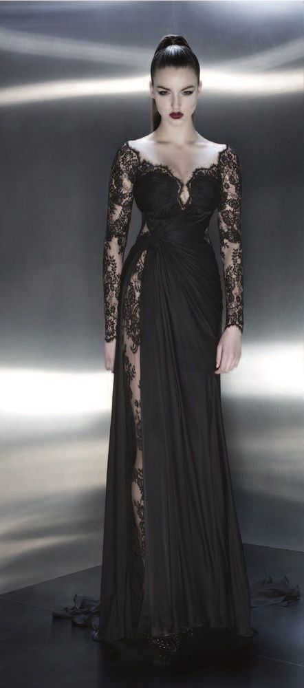 Charming Lady Dresses, Black Lace Long Sleeve Evening Dresses, Off the Shoulder Prom Dresses cg6683