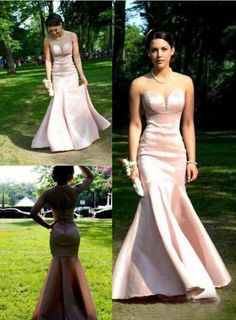 Glamorous Pink Sheer Neck Mermaid/Trumpet Satin Prom Dresses cg6724