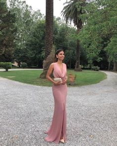 Sexy Deep V-Neck Cheap Evening Dresses pink prom Dresses cg6814