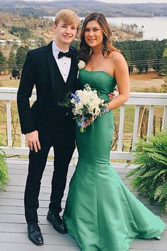 Mermaid Strapless Green Long Prom Evening Dress cg6847