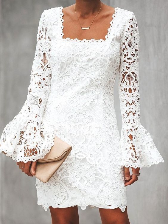 Long Sleeve Lace Above Knee Sweet Homecoming Dress cg6960
