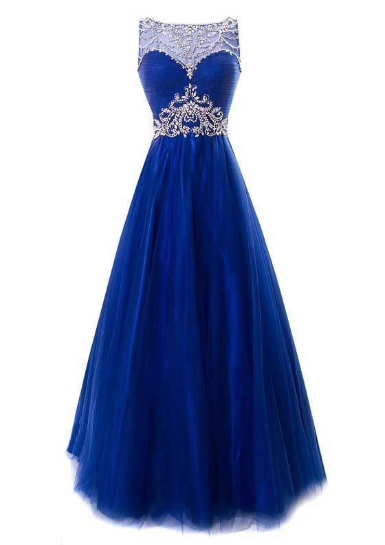 Long Prom Dress,Royal Blue Prom Dresses,Tulle Evening Dresses,Formal Evening Gown cg6962