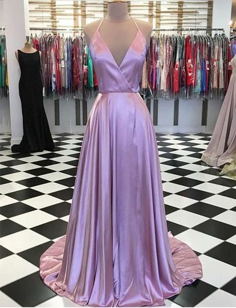 Pink Prom Dresses Long Halter Sweep Train Evening Party Dresses cg6963