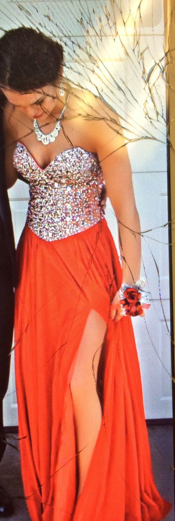 Simple Prom Dresses,Strapless Prom Dress,Beaded Prom Gown,Slit Prom Gowns,Elegant Evening Dress,Sparkle Evening Gowns cg6994