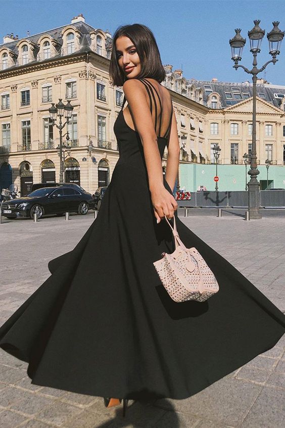 Simple Long Prom Dress Black Party Dress cg7021