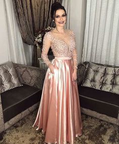 Pink Long Prom Dresses satin Evening Dresses cg7028