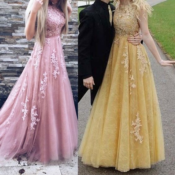 Long Prom Dresses A Line Appliques Lace Sleeveless Blush Pink Formal Evening Gowns Prom Dress Party Dress cg7086