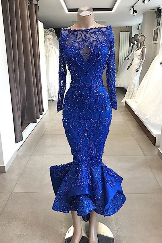 Sexy Beading Mermaid Long Evening Dress 2020 Illusion Appliques Long Sleeves Tulle Formal Party Dress ,prom dress cg7189