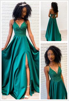 Sexy Satin A-line Prom Dresses With Appliques And Beads cg7266