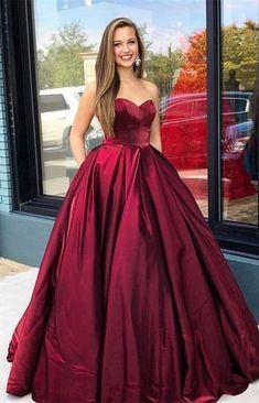 Gorgeous Sweetheart Burgundy Ball Gown prom dress with Pockets cg7311