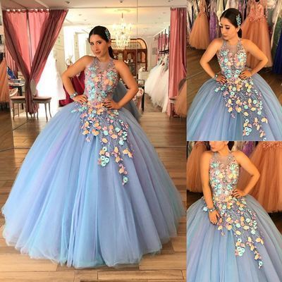 Unique Jewel Blue Long Quinceanera prom Dress cg7323