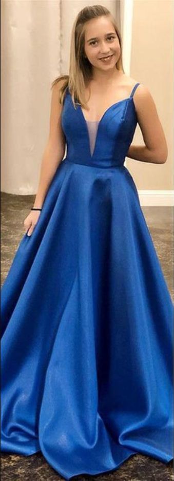 Elegant Royal Blue Satin Long Prom Dress, 2020 Dress, Graduation Dress cg7325