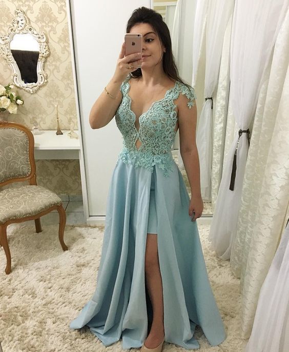 lace chiffon simple prom dresses cg7340