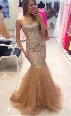 Sweetheart Mermaid Long Prom Dress with Beading, Fashion Pageant Dress cg7358