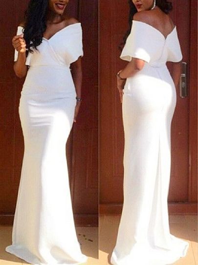 Sheath Off-the-Shoulder Short Sleeves Evening Dress,prom dress cg7409