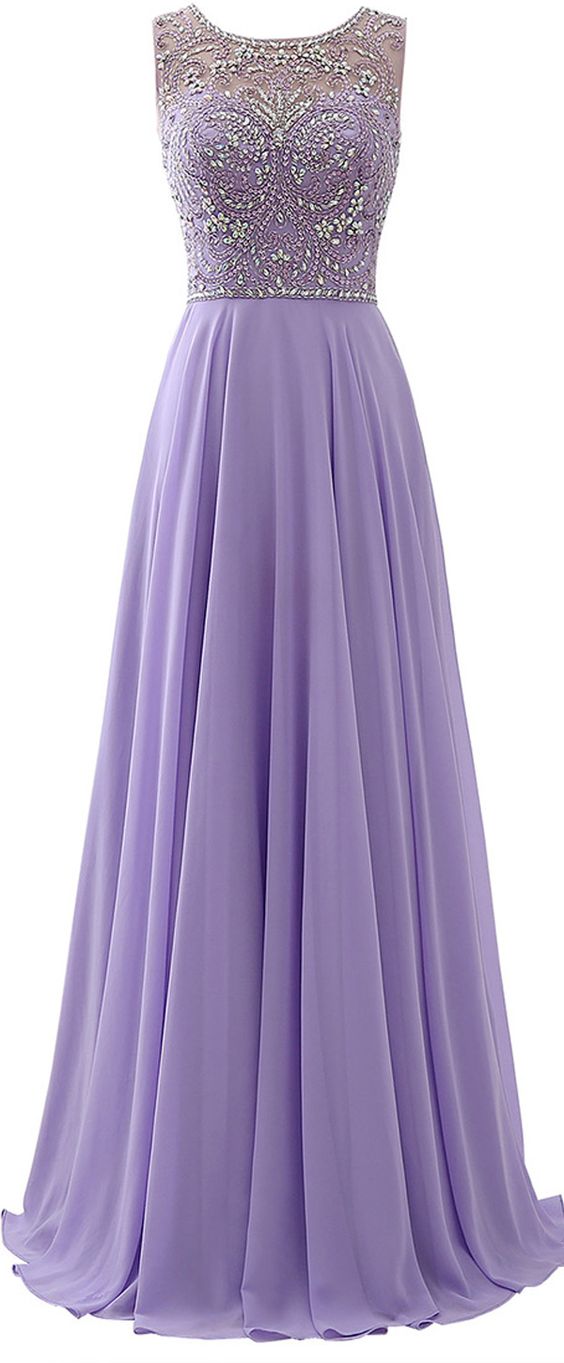 Exquisite Chiffon Scoop Neckline A-Line Prom Dresses With Beadings cg7539