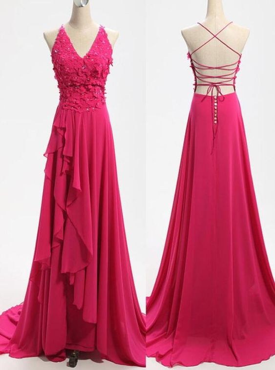 Backless Prom Dress,V Neck Prom Dress,Chiffon Prom Dress,Beaded Prom Dress,Fashion Prom Dress,Sexy Party Dress cg7563