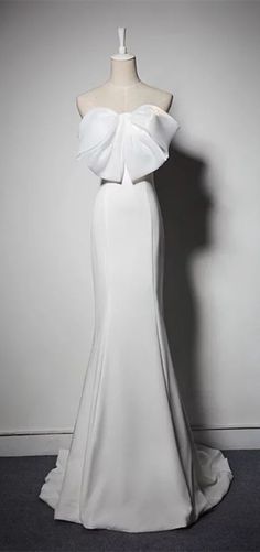 Strapless Chic Bow Long Mermaid Prom Dresses, New Arrival Prom Dresses cg7663