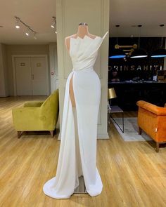 White Long Prom Dress With Split cg7685