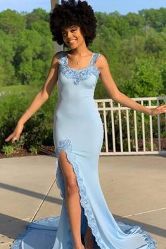 Simple Sleeveless Spaghetti Strap Side Slit Prom Dresses cg7705