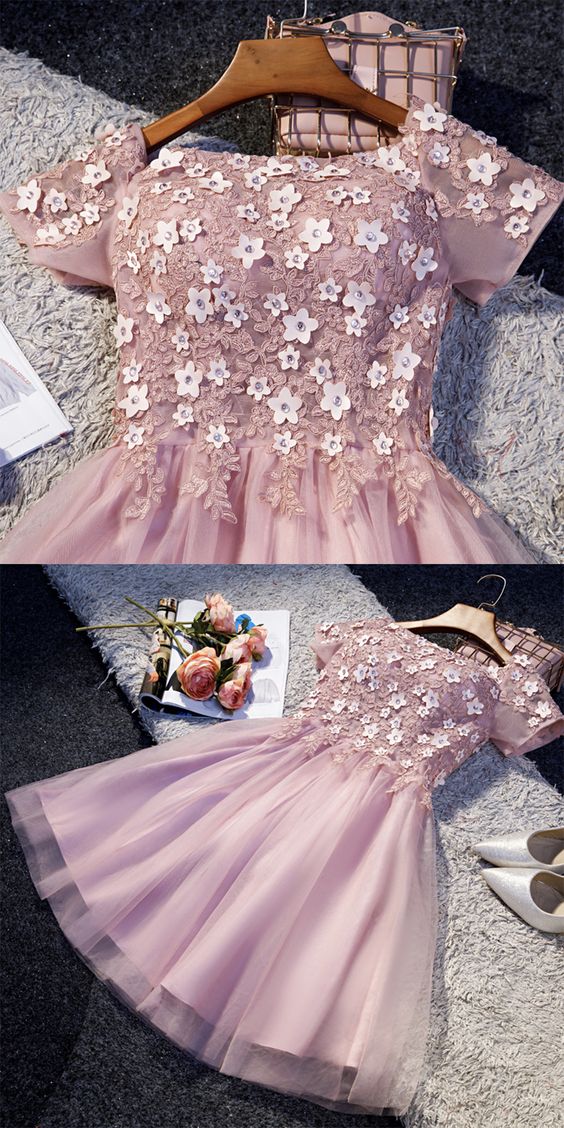 pink short party dress, homecoming dress, party dress cg7770