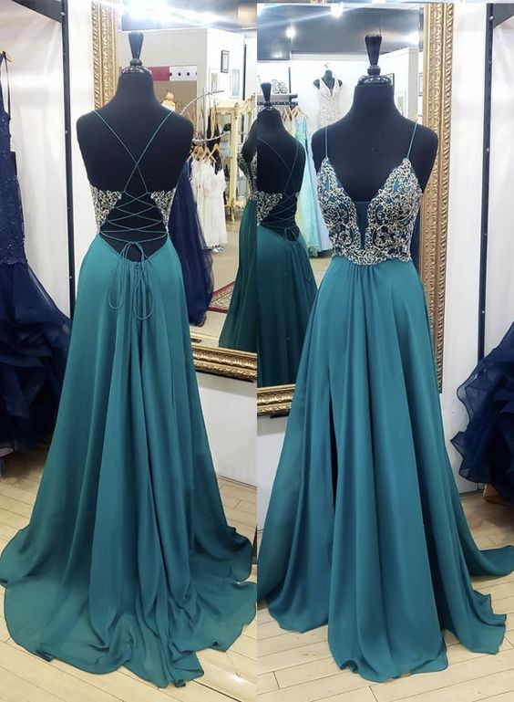 A line chiffon lace long prom dress, formal dress cg7795