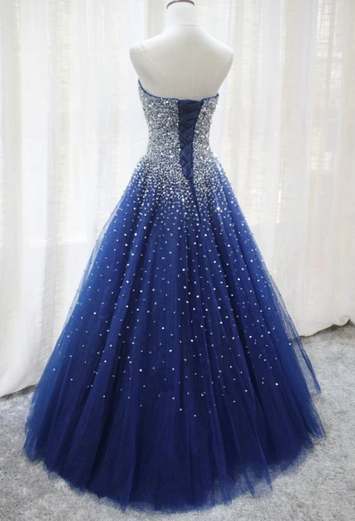 Gorgeous Sparkle Blue Sweet 16 Dress, Handmade Beaded Formal Gown, Junior Prom Dress cg7802