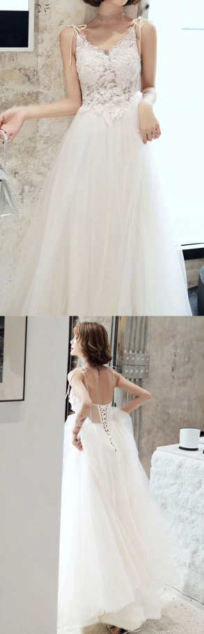 White lace tulle long prom dress white tulle lone evening dress cg7824