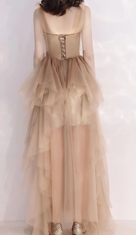 CHAMPAGNE TULLE LONG PROM DRESS TULLE FORMAL DRESS cg7830