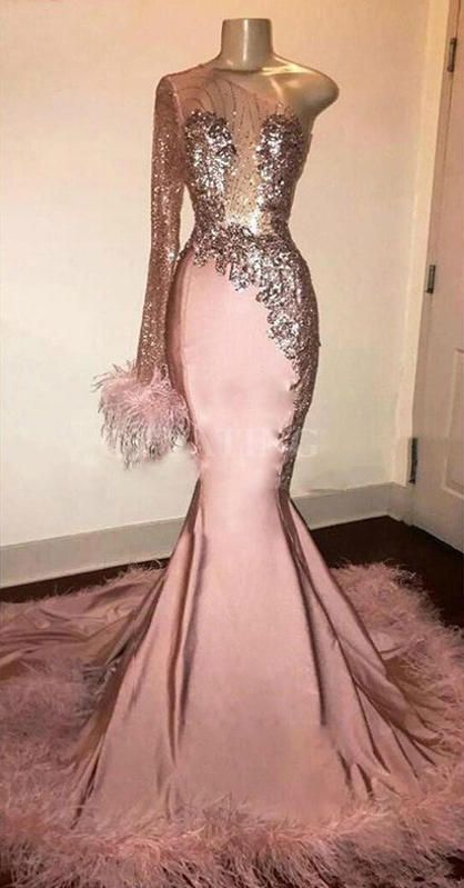 Sweep Train Sleeves Satin Trumpet/Mermaid Prom Dresses cg7917